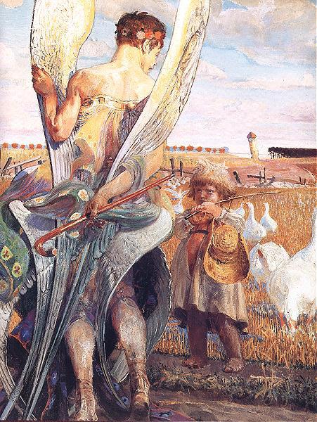 Jacek Malczewski Angel, I will follow you. France oil painting art